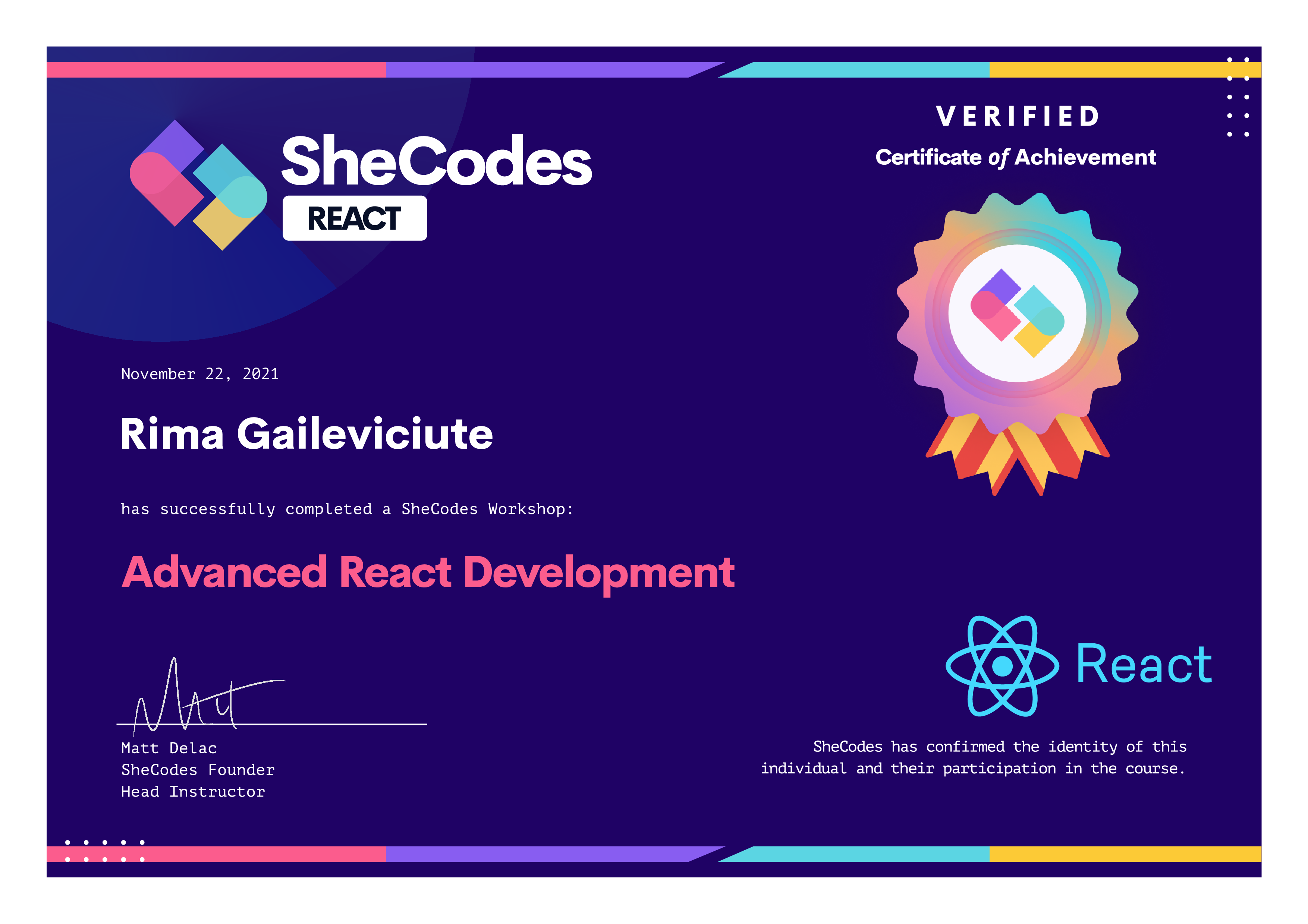 React certificate